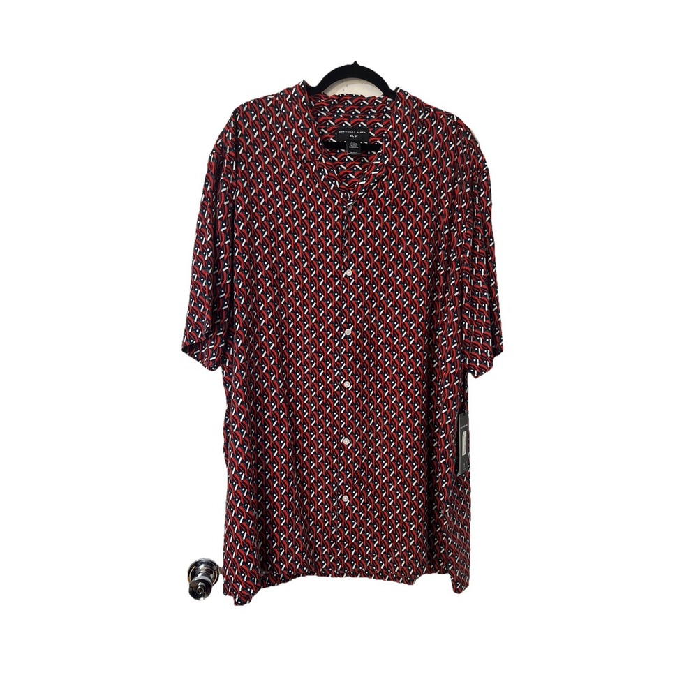 Shaquille O'Neal XLG Men's Linen Blend Button Up Shirt Size 3XLT‎ Red NWT $55